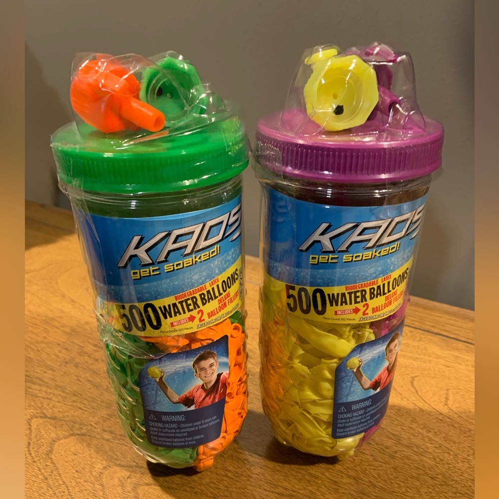 Kaos Water Balloons, 2- (500 pack) plus 1- 200 pack, Biodegradable,NWT